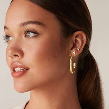 PAVOI 14K Rose Gold Plated Lightweight Hoop Earrings for Women - Minimalist 40mm Design