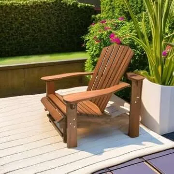 Eucalyptus Adirondack Chair with Built-In Ottoman for Comfort