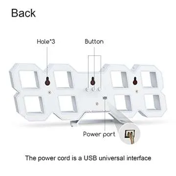 LED Digital Wall Clock, 3D Alarm Clock for Bedroom Living Room Classroom 12/24H/Date/Temperature Large Display Adjustable Brightness Snooze Night Light White 9.7 inch with Remote Control