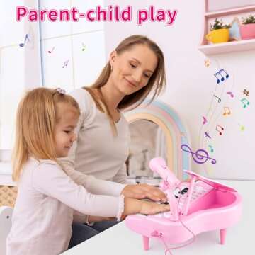 Amy&Benton Toy Piano for Baby Girls Pink Toddler Piano Keyboard Toy 1 2 3 Years Old Girls Kids Birthday Gift Toys