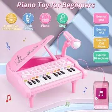 Amy&Benton Toy Piano for Baby Girls Pink Toddler Piano Keyboard Toy 1 2 3 Years Old Girls Kids Birthday Gift Toys