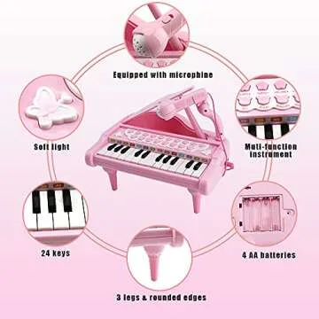 Amy&Benton Toy Piano for Baby Girls Pink Toddler Piano Keyboard Toy 1 2 3 Years Old Girls Kids Birthday Gift Toys