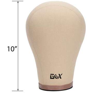 GEX 20"-24" Cork Canvas Block Head Mannequin Head Wig Display Styling Head With Mount Hole (Light Brown, 22.5")