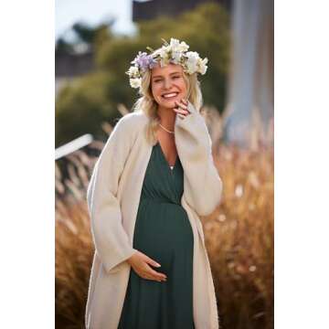 Ekouaer 3 in 1 Labor/Delivery/Hospital Gown Maternity Dress Nursing Nightgown Sleepwear for Breastfeeding, Dark Green, Medium