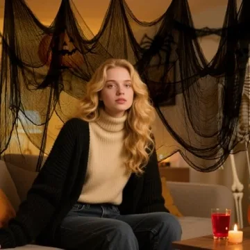 Halloween Black Creepy Cloth 500x40in for Spooky Decor