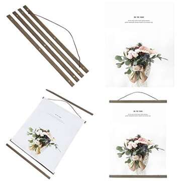 Miaowater 2 Pack Magnetic Poster Frame Hanger,18x24 18x12 18x28 Light Wood Wooden Magnet Frames Hangers for Photo Picture Art Canvas Print Artwork Wall Hanging Grey 18''