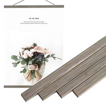 Miaowater 2 Pack Magnetic Poster Frame Hanger,18x24 18x12 18x28 Light Wood Wooden Magnet Frames Hangers for Photo Picture Art Canvas Print Artwork Wall Hanging Grey 18''