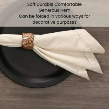 Cotton Clinic 12 Pack Hemstitched Cloth Dinner Napkins Oversized 20x20, Linen Cotton Fabric Tailored with Mitered Corner - Cocktail Napkins, Wedding Dinner Napkins Natural