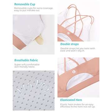 RUNNING GIRL Sports Bras for Women,Strappy Back Pink Bra Plus Size Supportive Workout Bras Padded(WX2354 Pink,M)