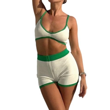 THLAI Women's 2 Piece Casual Sets Sleeveless Short Top Mini Shorts Tracksuit Outfits