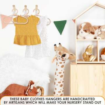 3Pcs Rattan Closet Hanger for Kids Clothes - Baby Clothes Organizer for Kids Hangers Bamboo Room Accessories for Kids Closet Hangers - Childrens Wood Hangers Small Closet Organizer Kids Garment Rack