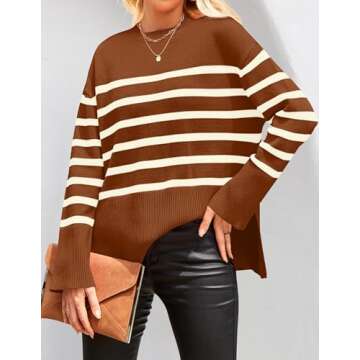 ZESICA Women's Striped Cozy Oversized Pullover Sweater