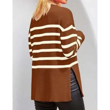 ZESICA Women's Striped Cozy Oversized Pullover Sweater
