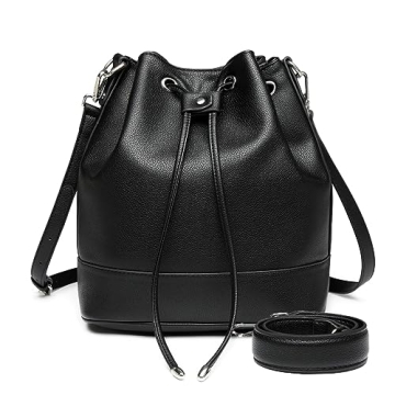 Stylish AFKOMST Vegan Leather Bucket Bag with Dual Straps for Women