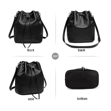 AFKOMST Vegan Leather Bucket Bag Dual Straps Women