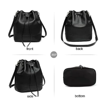 AFKOMST Vegan Leather Bucket Bag Dual Straps Women