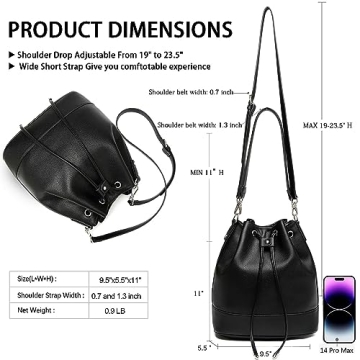 AFKOMST Vegan Leather Bucket Bag Dual Straps Women