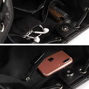 AFKOMST Vegan Leather Bucket Bag Dual Straps Women