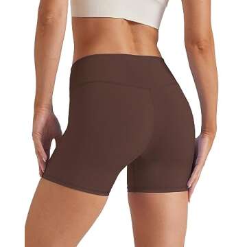 Womens Biker Yoga Shorts Crossover Summer 5" Inseam Workout Athletic Running Gym Short Girls 2 Pack Black/Brown,Medium