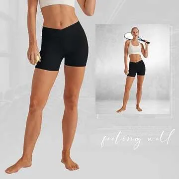 Womens Biker Yoga Shorts Crossover Summer 5" Inseam Workout Athletic Running Gym Short Girls 2 Pack Black/Brown,Medium