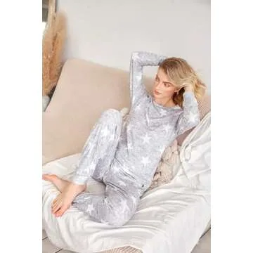 Ekouaer Womens Pajama Set Stylish Star Print Sleepwear