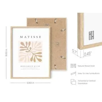 HAUS AND HUES Matisse Minimalist Modern Art Print - Aesthetic Henri Matisse Wall Art, Abstract Room Poster for Dorm Room, Bedroom, Living Room and Kitchen Walls (Beige Frame, 12x16)