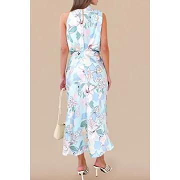 PRETTYGARDEN Women's Elegant Satin Summer Maxi Dress