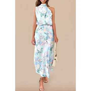 PRETTYGARDEN Women's Elegant Satin Summer Maxi Dress