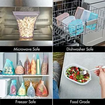 Zip Top Reusable Food Storage Bags | Small Dish [Peach] | Silicone Meal Prep Container | Microwave, Dishwasher and Freezer Safe | Made in the USA