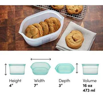 Zip Top Reusable Food Storage Bags | Small Dish [Peach] | Silicone Meal Prep Container | Microwave, Dishwasher and Freezer Safe | Made in the USA