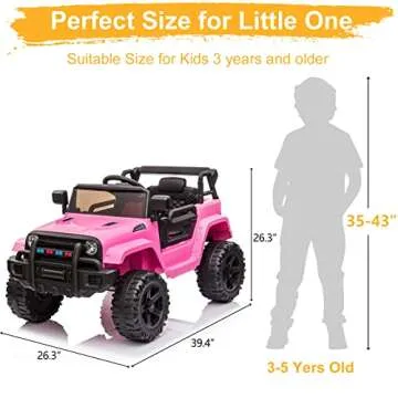 VALUE BOX Kids Ride On Truck 2.4G Remote Control, Kids Electric Ride-on Car 12V Battery Motorized Vehicles Age 3-5 w/ 3 Speeds, Spring Suspension, LED Lights, Horn, Music Player, Seat Belts (Pink)