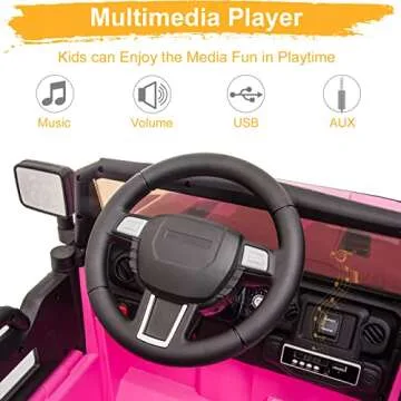 VALUE BOX Kids Ride On Truck 2.4G Remote Control, Kids Electric Ride-on Car 12V Battery Motorized Vehicles Age 3-5 w/ 3 Speeds, Spring Suspension, LED Lights, Horn, Music Player, Seat Belts (Pink)