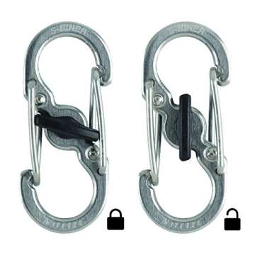 Nite Ize KeyRack Locker Steel S-Biner - Heavy-Duty Carabiner Clip for Keys - Small S-Biner MicroLocks for Key Holders - Stainless Steel Keychain Accessories & Organizers