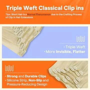 Full Shine Blonde Clip in Hair Extensions Real Human Hair Short Clip in Extensions for Women Triple Weft Blonde Real Hair Extensions Clip in Human Hair Remy Hair Thick Ends 12 Inch 7 Pcs 95 G