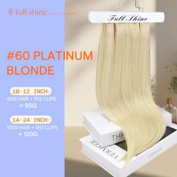 Full Shine Blonde Clip in Hair Extensions Real Human Hair Short Clip in Extensions for Women Triple Weft Blonde Real Hair Extensions Clip in Human Hair Remy Hair Thick Ends 12 Inch 7 Pcs 95 G
