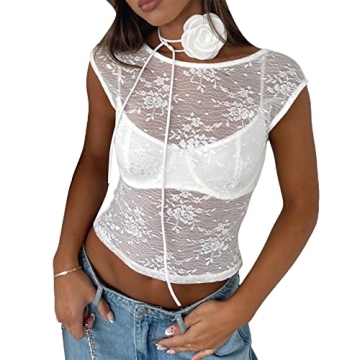 Floral Lace Backless Crop Top for Stylish Young Women