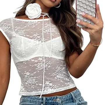 Floral Lace Backless Crop Top for Stylish Young Women