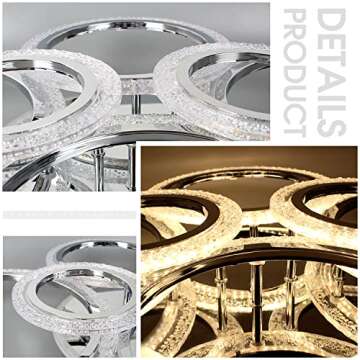 6-Rings LED Ceiling Light Dimmable with Remote Control