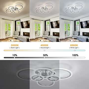 6-Rings LED Ceiling Light Dimmable with Remote Control