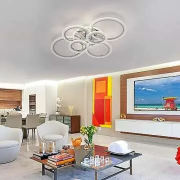 6-Rings LED Ceiling Light Dimmable with Remote Control