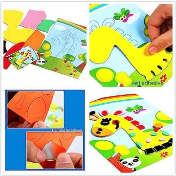 20pcs 3D EVA Foam Sticker Puzzle Game DIY Cartoon Animal Learning Education Toys for Toddler Kids Art Craft Kits (kidslove A)