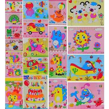 20pcs 3D EVA Foam Sticker Puzzle Game DIY Cartoon Animal Learning Education Toys for Toddler Kids Art Craft Kits (kidslove A)