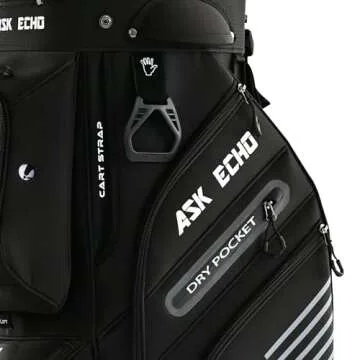 ASK ECHO 2024 T-Lock Golf Cart Bag with 14 Way Organizer Divider Top, Premium Cart Bag with Handles and Rain Cover, for Men (Black)