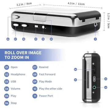 Reshow Walkman Cassette Tape Player – Portable Tape Player Audio Cassette to Digital Converter – Compatible with Laptops and Personal Computers – Convert Cassette Tape Recorder to IPod Format (Silver)