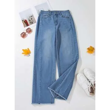 Sidefeel High Waisted Stretchy Denim Wide Leg Jeans