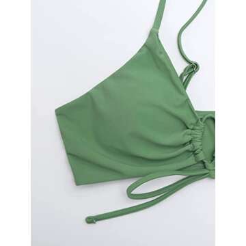 Meetall Sage Green High Cut Triangle Bikini Set Swimsuits for Women Sexy Cheeky String Brazilian Bathing Suits Two Piece Size M