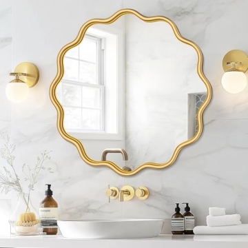 PROHOMEWARE Gold Round Mirror – Elegant 24 Inch Design