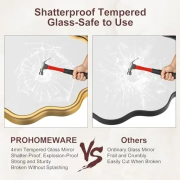 PROHOMEWARE Gold Round Mirror – Elegant 24 Inch Design