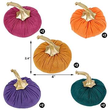 winemana Thanksgiving Artificial Pumpkins Set of 10 Fabric 5 Colors Soft Stuffed Harvest Decorations for Home Kitchen Table Fireplace