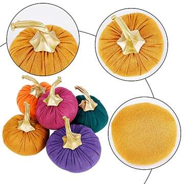 winemana Thanksgiving Artificial Pumpkins Set of 10 Fabric 5 Colors Soft Stuffed Harvest Decorations for Home Kitchen Table Fireplace